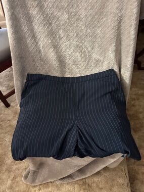 ellos Navy Pinstripe Ankle-Length Cropped Pants